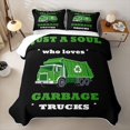 thumbnail image 2 of Castle Fairy Cartoon Garbage Truck Quilt Full,Quote Print Full Bedspread Sets for Bedroom,Green Black, 2 of 7