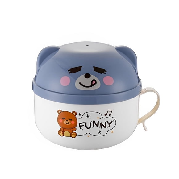 Cuenco de fideos instantáneos Inteprter con tapa de Acero inoxidable gran capacidad color azul