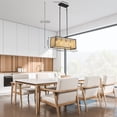 thumbnail image 6 of Farmhouse Boho Flush Mounted Wood Bead Chandelier Hanging Pendant Light Fixture, 6 of 12