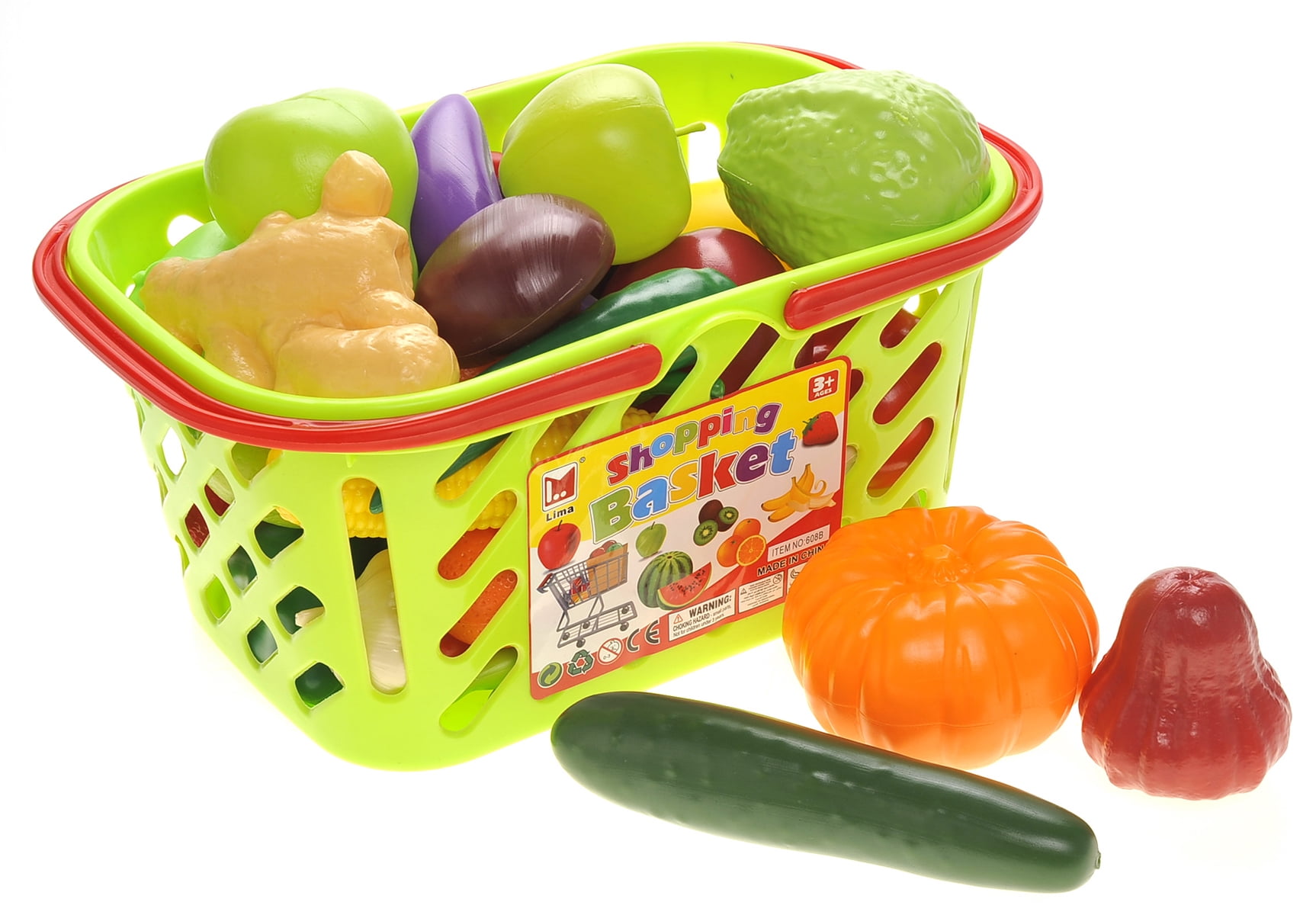 Kitchen Connection Fruits And Vegetables Shopping Basket Grocery Play