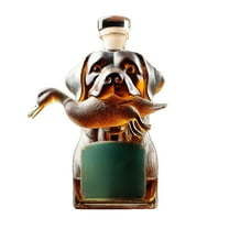 Hunting Dog Whiskey Bottle 3D Engraved Glasses - 300ml Hunting Whiskey Decanter for Men Dad Gifts, Funny Animal Wine Bottle & Home Bar Decor(Dog A)