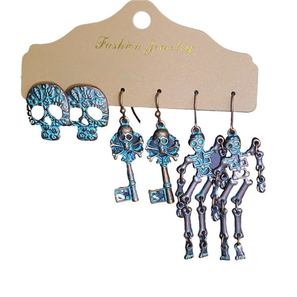 Sonducket 3 par/set pendientes de esqueleto de Halloween gotas de oreja de esqueleto Punk pendientes joyería gran regalo para amigos Ropa, zapatos y accesorios Miscelánea No.1