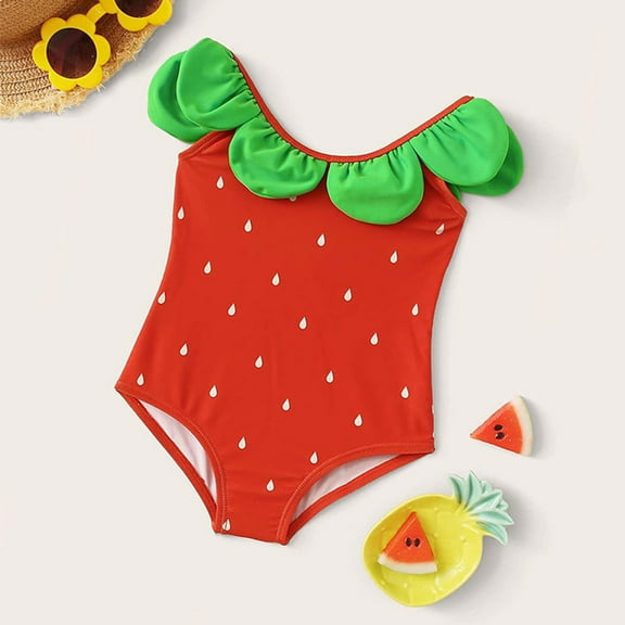 Swimsuit For Girls Cute Toddler Baby Girl Onepiece Swimsuit Sport Cute High Waist Bikini Set Swimwear Bathing Suit Red 80/(6-12 Months)