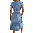 thumbnail image 6 of Coduop Women's Summer Casual Boho Dress Floral Print Short Sleeve High Waist Midi Beach Dresses, 6 of 7