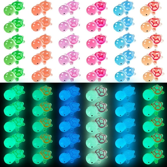 60pcs Luminous Tiny Turtle Figures 6 Colors Mini Little Small Resin Turtle Animal to Hide Glow in The Dark Turtle for Dollhouse Micro Dollhouse Landscape Aquarium Decorations