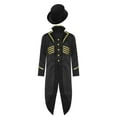 thumbnail image 3 of YiZYiF   Boys Vintage Medieval Steampunk Tailcoat Jacket Gothic Victorian Renaissance Frock Coat with Hat Black 16, 3 of 7