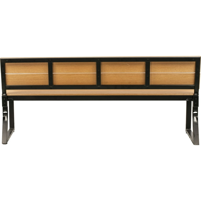 Lorell Faux Wood Outdoor Bench With Backrest - Teak Faux Wood Seat - Teak Faux Wood Back - 1 Each Lorell Faux Wood Outdoor Bench With Backrest - Teak Faux Wood Seat - Teak Faux Wood Back - 1 Each