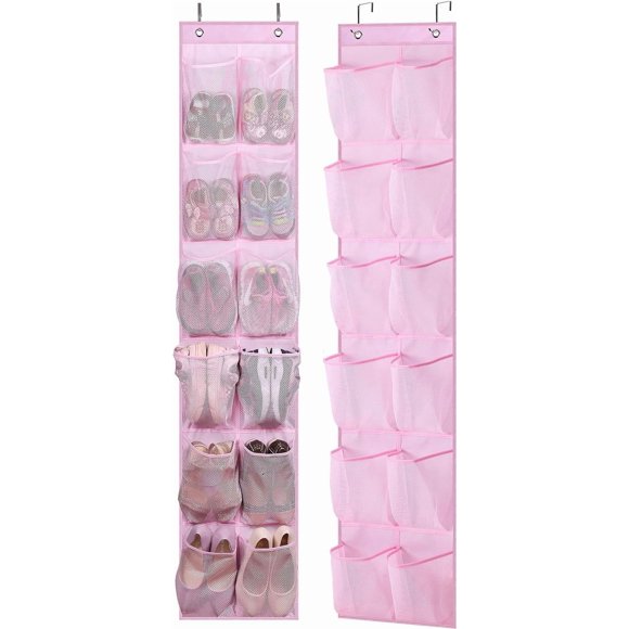 Organizador de Zapatos MISSLO para Niños, 2 Paquetes, para Colgar en la Puerta, Color Rosa