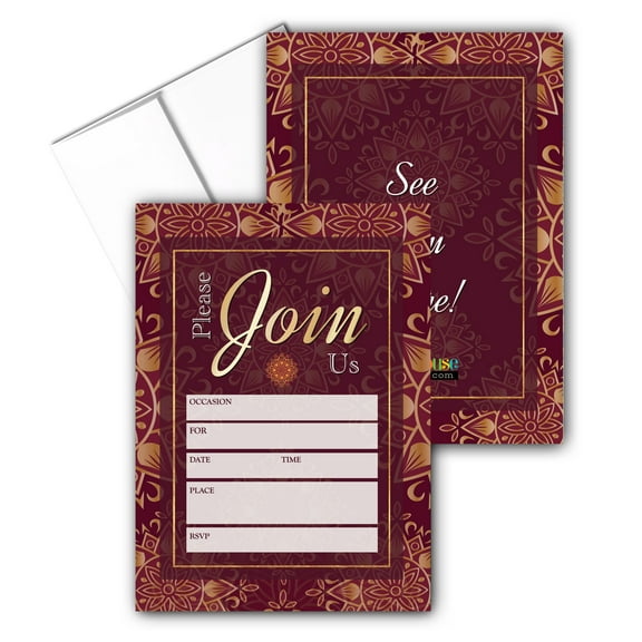 Stonehouse Collection - Maroon Formal Invitations -  Party Invitations, Please J