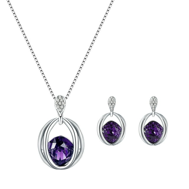 Fiudx Collar de Moda, Elegante Conjunto de Colgante de Cristal, Impresionante Par de Pendientes, Conjunto de Joyería Versátil, Ropa Informal para Bodas y Fiestas, Regalo Perfecto para Ella.