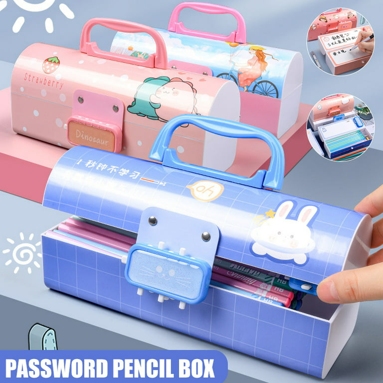 Compass Box for Kids - Password Protection Pencil Case for Kids - Double  Layer Pencil Box for Kids 