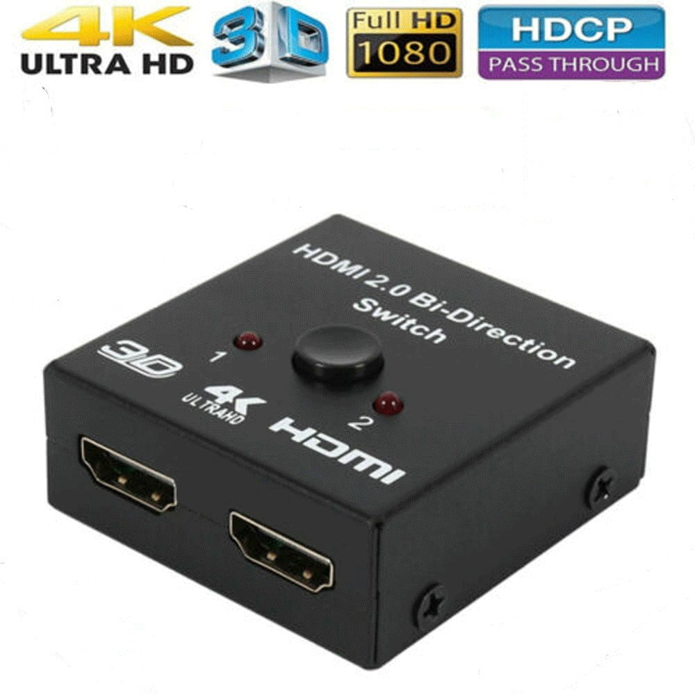 HDMI Splitter 4K Switch,2 x 1 or x 2 HDMI Switcher Bidirectional 2 Inputs 1 Output, No External Power Needed, Supports for Player/DVD/DVR/Xbox - Walmart.com