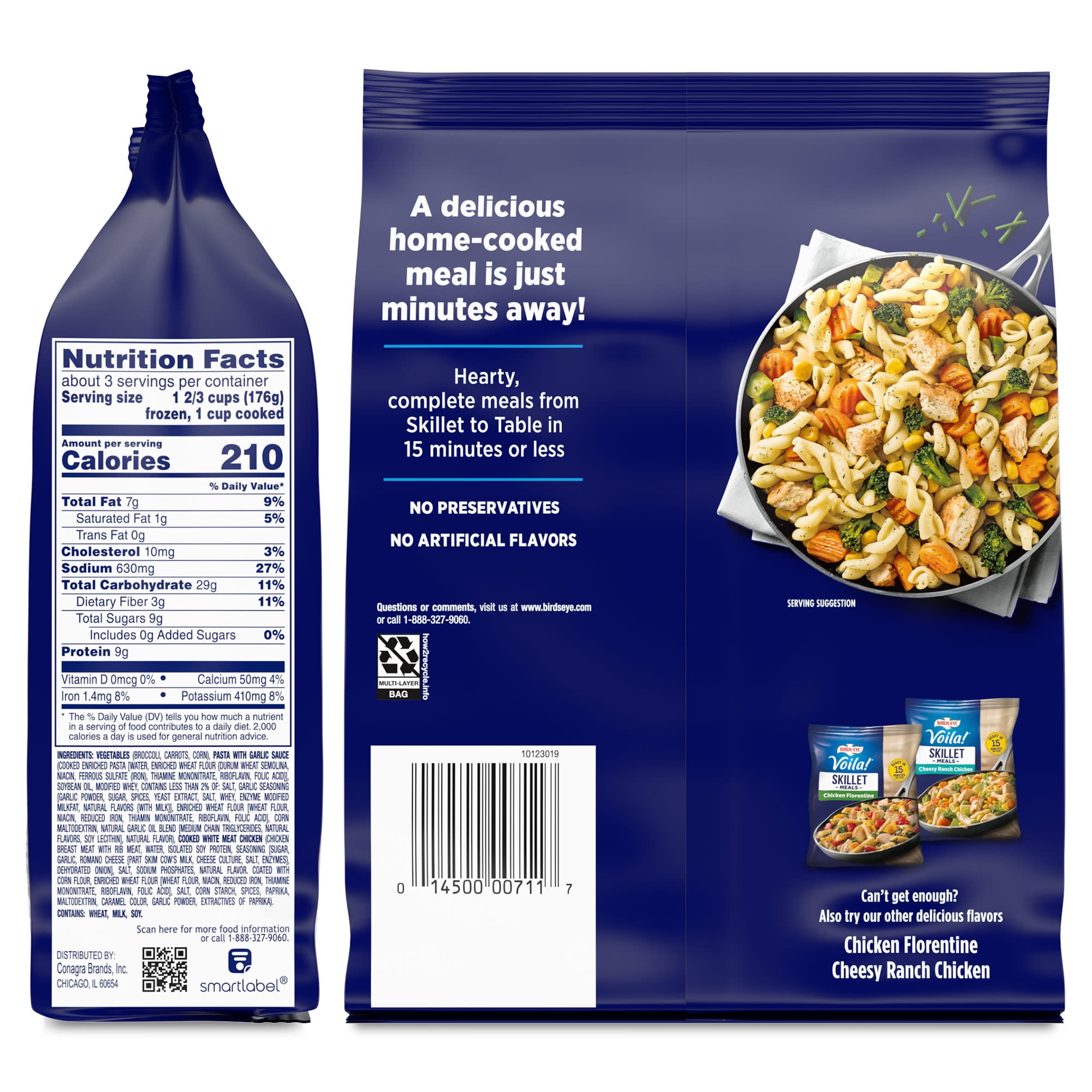 Birds Eye Voila! Garlic Chicken Skillet Meals, Frozen Meal, 21 oz. Bag