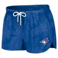 thumbnail image 4 of Women's WEAR by Erin Andrews Royal Toronto Blue Jays Tie-Dye Cropped Pullover Sweatshirt & Shorts Lounge Set, 4 of 5