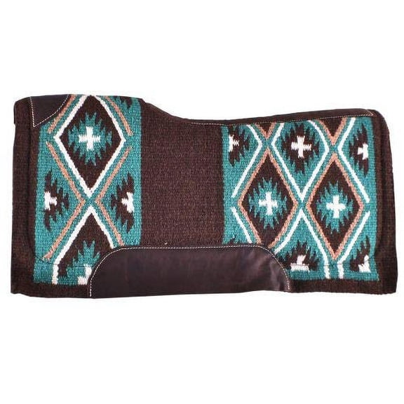 Showman 34" x 36" Brown & Teal Cross Design Memory Felt Bottom Saddle Pad