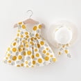 thumbnail image 2 of B91xZ Bambin Filles Robes Col Rond Volant une Ligne Flowy Partie Midi Robe, Jaune 12-18 Mois, 2 of 4