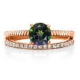 thumbnail image 2 of Gem Stone King 18K Rose Gold Plated Silver Green Mystic Topaz Engagement Engagement Ring for Women (1.19 Cttw, Gemstone November Birthstone, Round 6MM, Size 5), 2 of 3