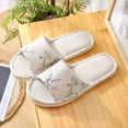 thumbnail image 2 of Utoimkio Flat Sandals for Women Under $10 Couple Casual Linen Open Toe Printing Comfy Casual Flops Home Shoes, 2 of 3