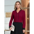 thumbnail image 4 of Aiyino Womens Tops Blouses Long Sleeve Shirt Dressy Casual Business Work Shirts Clothes,Wine Red L, 4 of 10