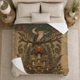 thumbnail image 5 of Woodland Owl With Owl And Moon Phases Moon Phase Forest Mystical Fantasy Art Nature Lovers Moonlit Forest Bird Motif Warm Flannel Blanket, Housewarming Gift for Cabin and Bedroom Home Decor, 5 of 9