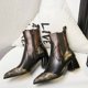 thumbnail image 4 of NECHOLOGY Botas Mujer Adulto Femenino Zapatos Botines mujer Botas versátiles de moda con cremallera lateral de cuero de tacón grueso de lana de otoño e invierno para mujer (Black, 8.5), 4 of 7