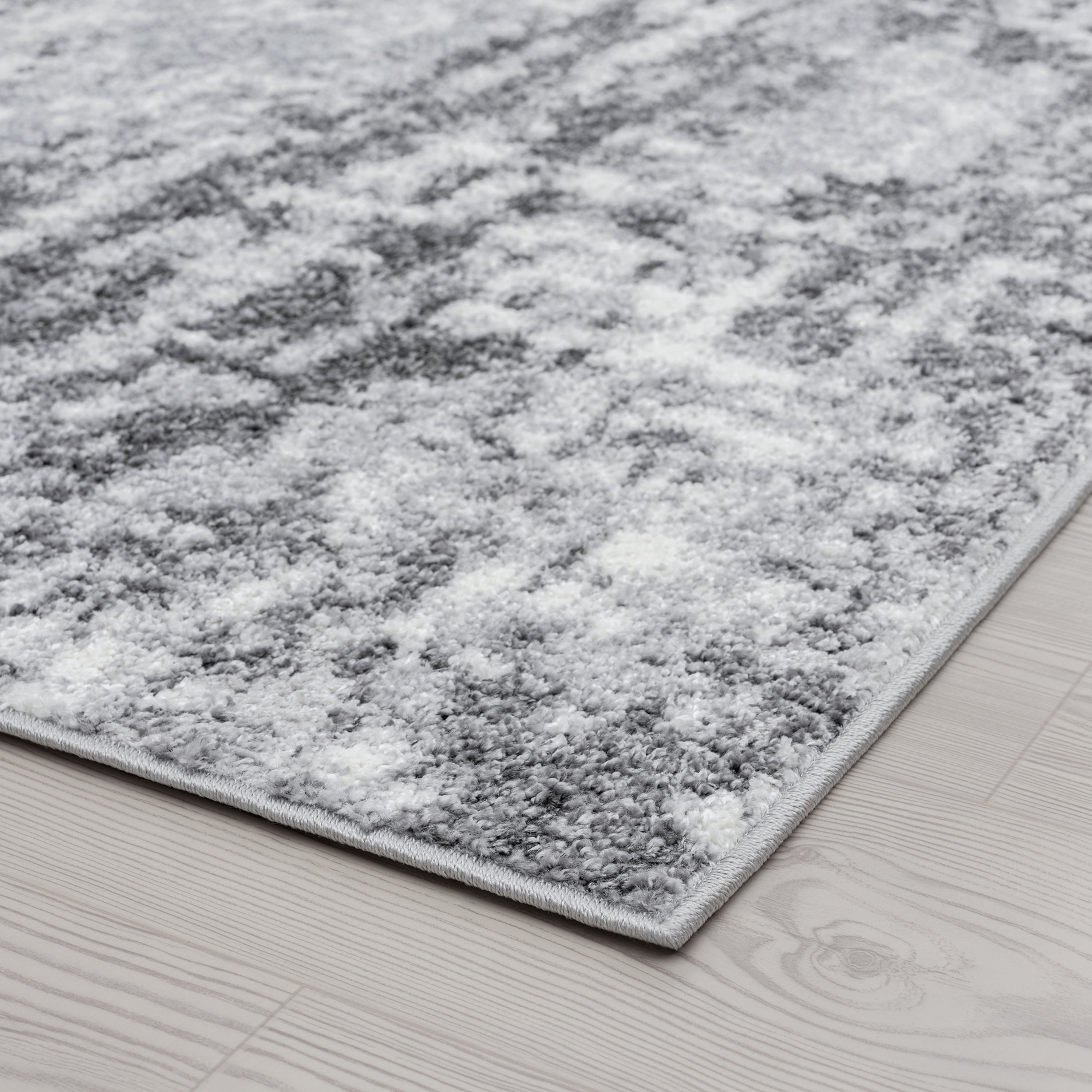 Contemporary 8x10 Area Rug (7'10'' x 10'2'') Abstract Gray, Cream Living Room Easy to Clean