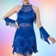 thumbnail image 5 of Vestido de baile con flecos y borlas para mujer, moda para fiesta temática, espectáculo, Festival Azul XL, 5 of 8