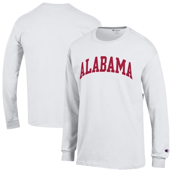 Men's Champion White Alabama Crimson Tide Basic Arch Long Sleeve T-Shirt