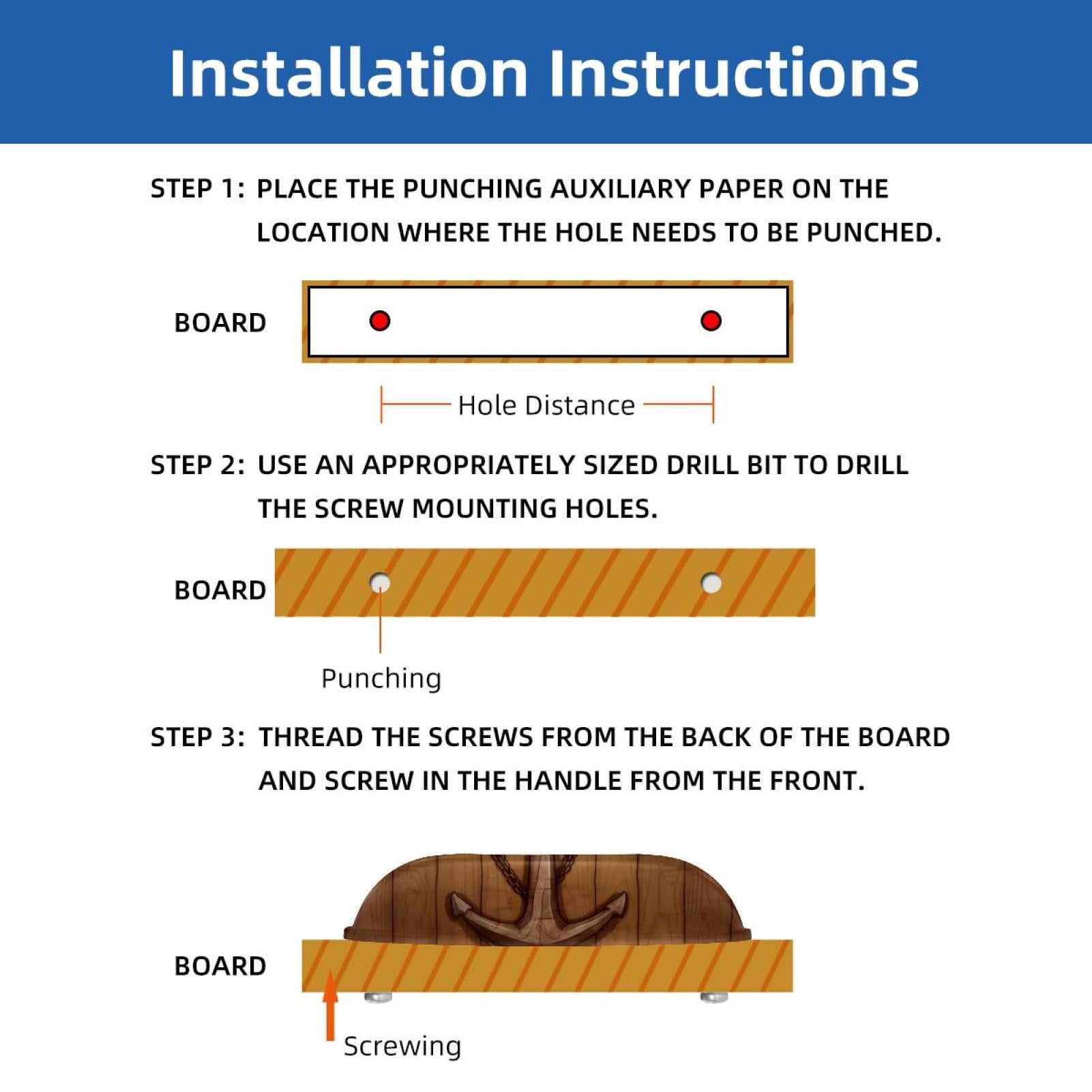 PhooArto 6 Pcs Cup Drawer Pulls, Vintage Anchor Wooden Board Shell Shape Handles Cabinet Knobs for Dresser Cupboard Closet Wardrobe with Screws