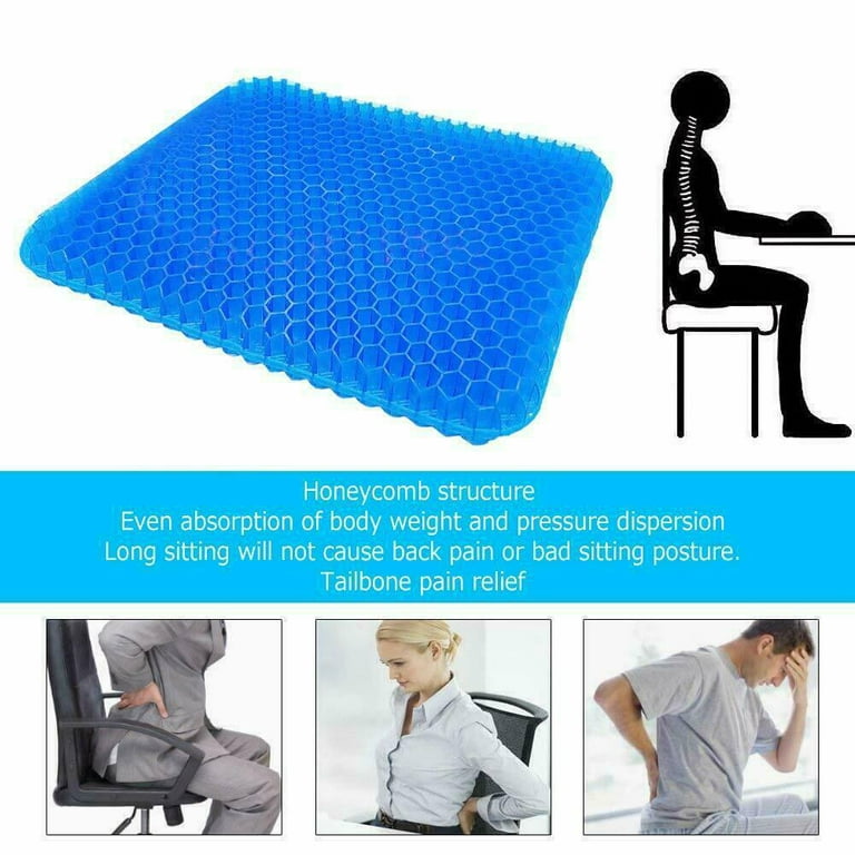 Cooler Gel Seat Cushion for Wheelchair - Breathable & Cool Office Chair Cushions Elastic Honeycomb Structure Pressure Relief Car Seat Cushion Gel