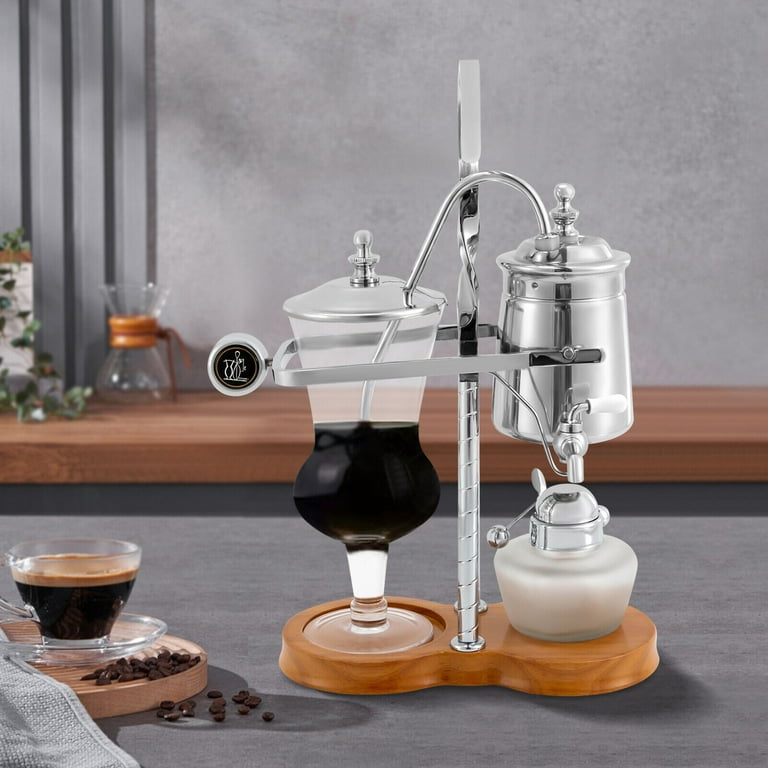 Belgian Syphon Coffee Maker Set, 4-Cup Vintage Luxury Royal Siphon Coffee  Brewer for Home Office Gold