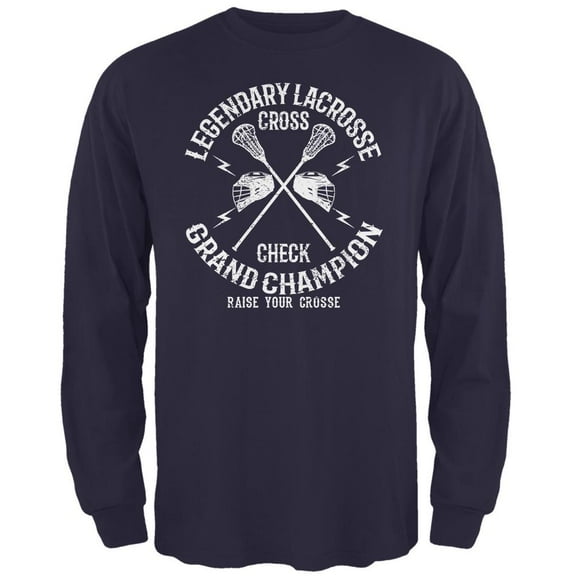 Lacrosse Cross Check Champion Mens Long Sleeve T Shirt Navy 3X-LG