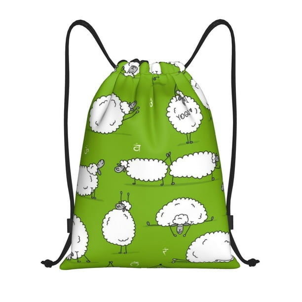 Fotbe Funny Sheep Doing Yoga Bolsa Mochila con Cordón Estampada, Bolsa de Gimnasio Deportiva, Bolsa Cinch, Bolsa con Cordón para Hombres y Mujeres-Medium