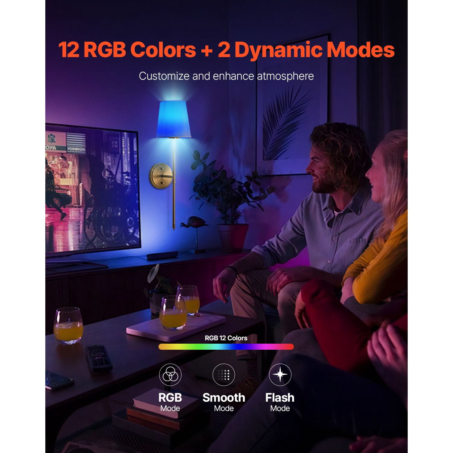 Rechargeable Wall Sconce Set of 2 4000mAh 12 RGB Colors 471 Lumens for Bedroom Living Room