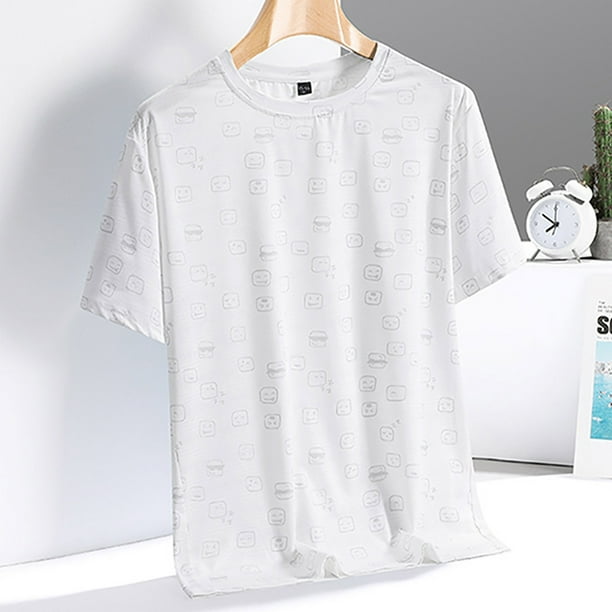 Tops para hombre, blusas y camisas de cuello redondo y manga corta para hombre, camiseta deportiva informal de manga corta con cuello redondo transpirable de seda de hielo para hombre, blusa para homb