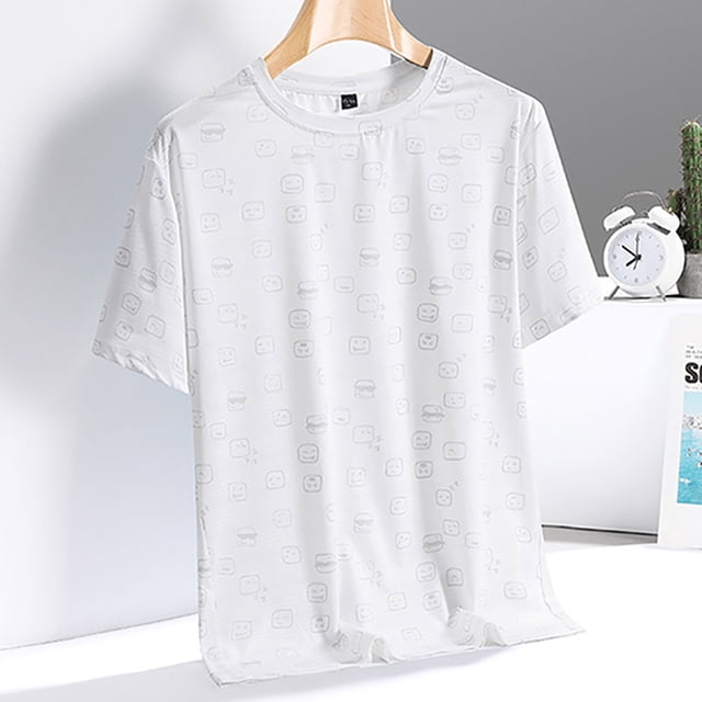 Tops para hombre, blusas y camisas de cuello redondo y manga corta para hombre, camiseta deportiva informal de manga corta con cuello redondo transpirable de seda de hielo para hombre, blusa para homb