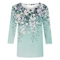 thumbnail image 4 of Edvintorg Womens Clothing Floral Printed Crew Neck 3/4 Sleeve Lightweight Soft Shirts Plus Size Fashion Women's Tops, Tees & Blouses Multicolor L, 4 of 5