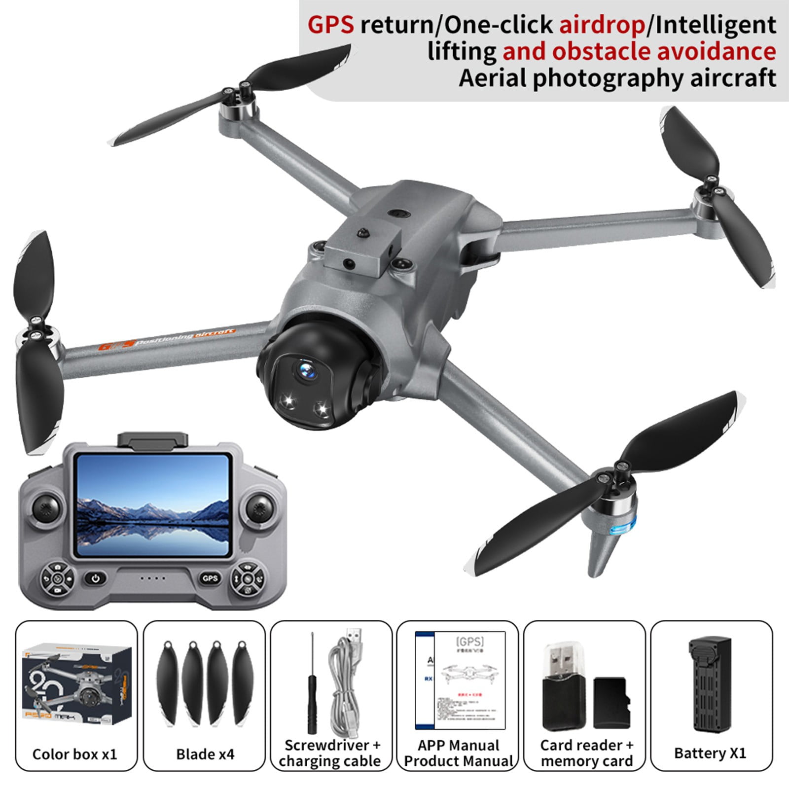 HCBY GPS Drone with 5.9-Inch Screen Remote - 2K+1080P Dual Camera, 1000m Range, 20-Min Flight & Airdrop Function for Teens (360° Obstacle Avoidance, 5G Transmission, Ages 14+)