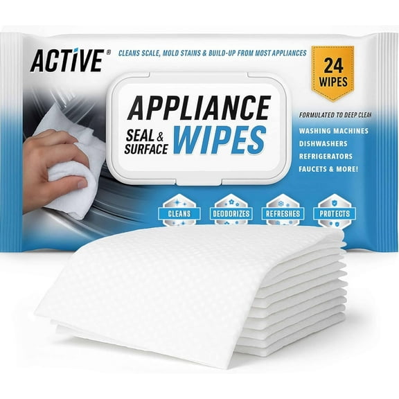 Active Appliance and Surface Cleaning Wipes, Heavy Duty Cloths for Stainless Steel, Glass, Countertops, Tile, 24 Count, 1 Pack