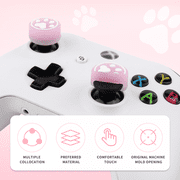 6 PCS Luminous Silicone Thumb Stick Grip Caps for PS4/PS5/Xbox/Switch Pro Controller, Gamepad Joystick Protector Fluorescent Effect-Pink