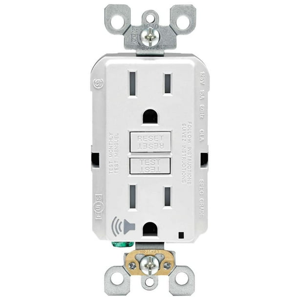 Salida GFCI Leviton SmartLockPro de 15 A, 125 V, autodiagnóstico, color blanco