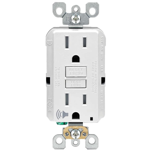 Salida GFCI Leviton SmartLockPro de 15 A, 125 V, autodiagnóstico, color blanco