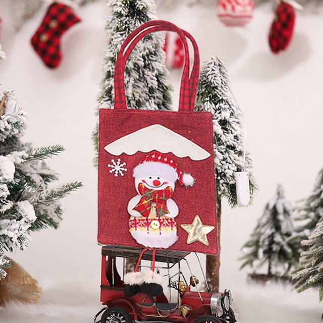 Bolsas de regalo navideñas para muñecas | Bolsa de regalo tejida con cordón, diseño de Papá Noel, muñeco de nieve y ciervo | Envoltura de regalos navideños para dulces, galletas y golosinas