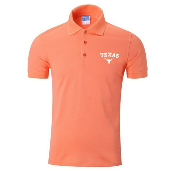 Texas Brand New Short-Sleeve Polo Shirt Cotton/Poly Luxury Blend (Small), Official Longhorns Mascot Logo/Colors, Embroidered Logo