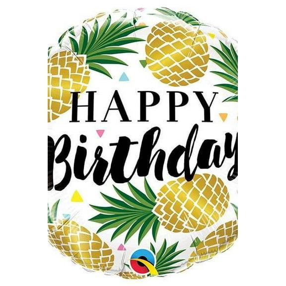 18 inch Birthday Golden Pineapple Qualatex Foil Mylar Balloon - Party Supplies Decorations