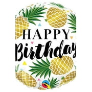 18 inch Birthday Golden Pineapple Qualatex Foil Mylar Balloon - Party Supplies Decorations