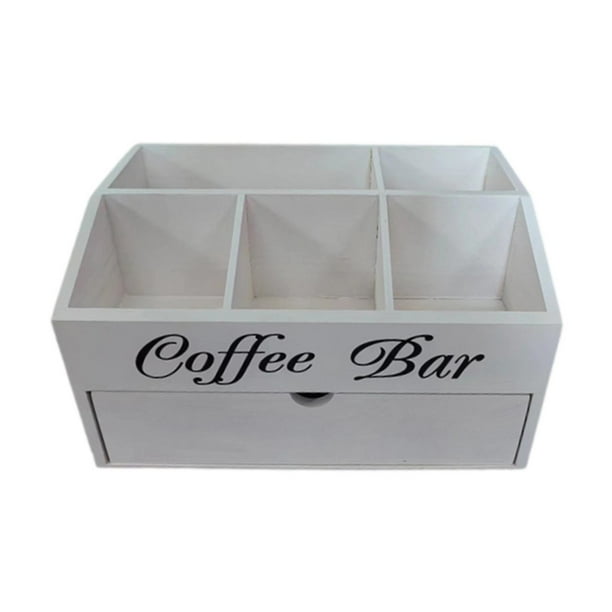 Organizador de estación de café de madera, soporte para cápsulas de café fácil de limpiar, decoración de barra de café Doble capa