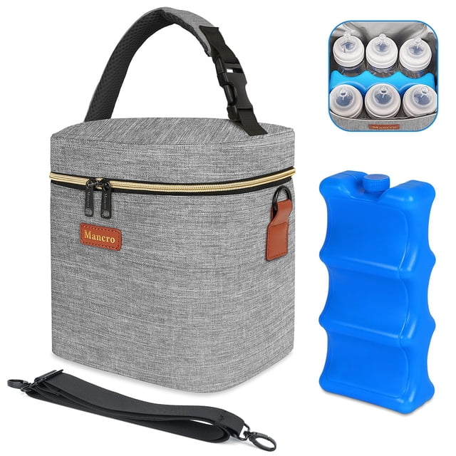Bolsa para biberones Mancro, aislante, 6 biberones, 270 ml, color gris