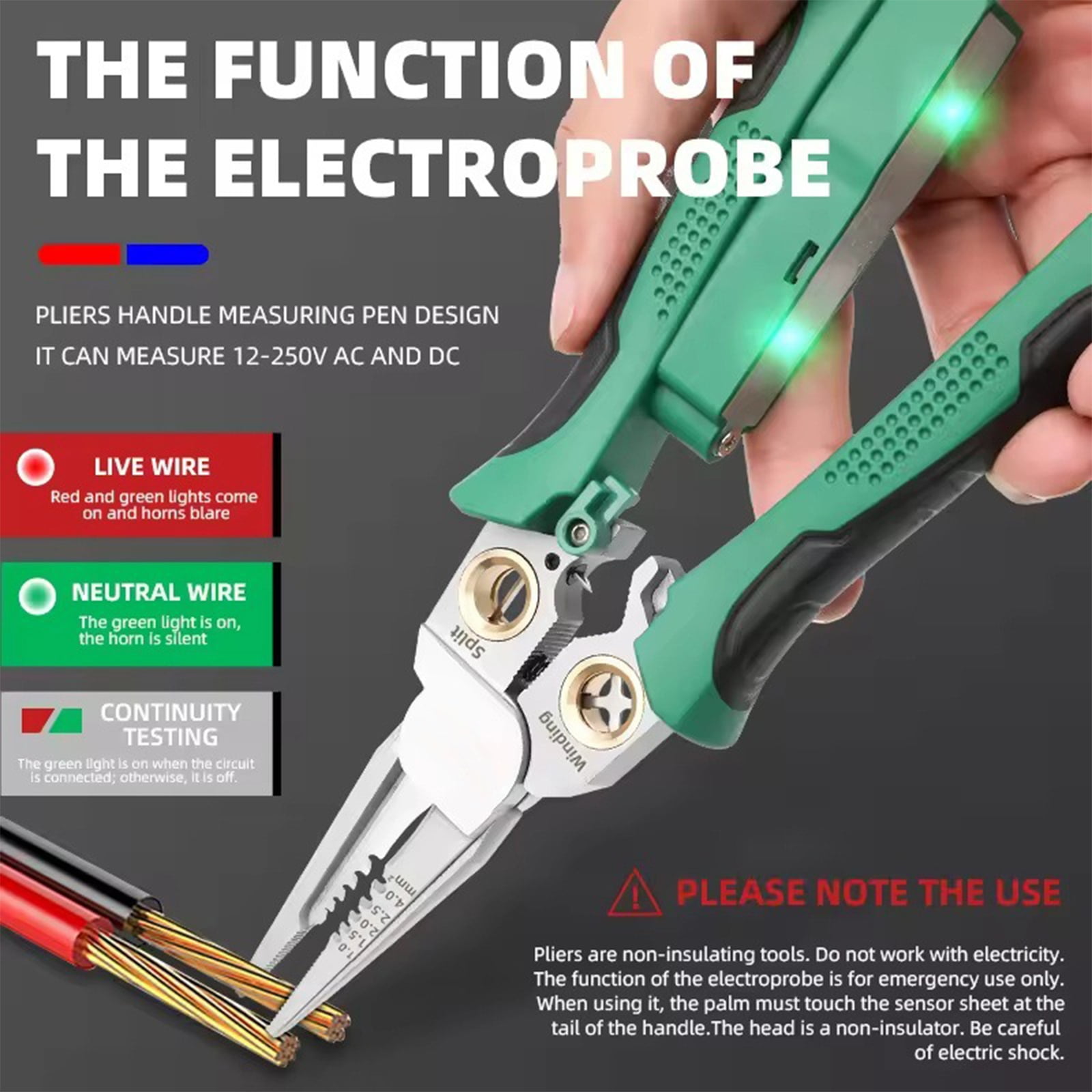 8-In-1 Multi-Function Wire Stripper With Voltage Tester, High-Precision Cutting & Stripping Pliers For Electricians, Diyers, Household Repairs, Electrical Maintenance