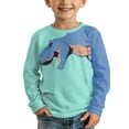 thumbnail image 3 of POLERO Dinosaur Boys Long Sleeve Shirts 2 Pack Soft Loose Tees for Kids 3-4 Years Peacock Green Round Neck Pullover Tops Winter Layering, 3 of 6
